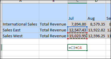 Entering Excel formulas